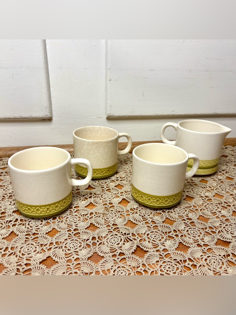 Mid Century Royal M Catalina Maruto Japan Stoneware Set of 3 Mugs and Creamer